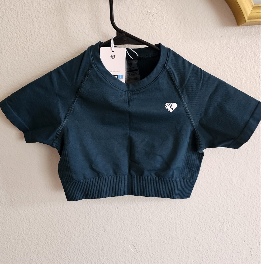 Womens Best - Small Short Sleeve Crop Top - Teal